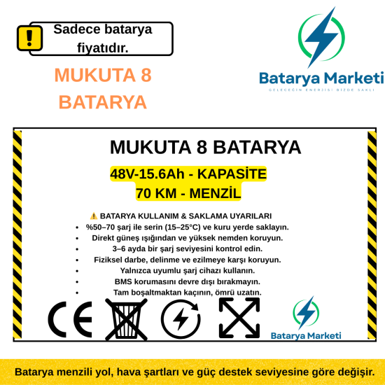 Mukuta 8 Elektrikli Scooter Bataryası 48V 15.6Ah – BataryaDeposu