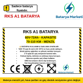 RKS A1 Elektrikli Araç Bataryası – 60V 72Ah | BataryaDeposu